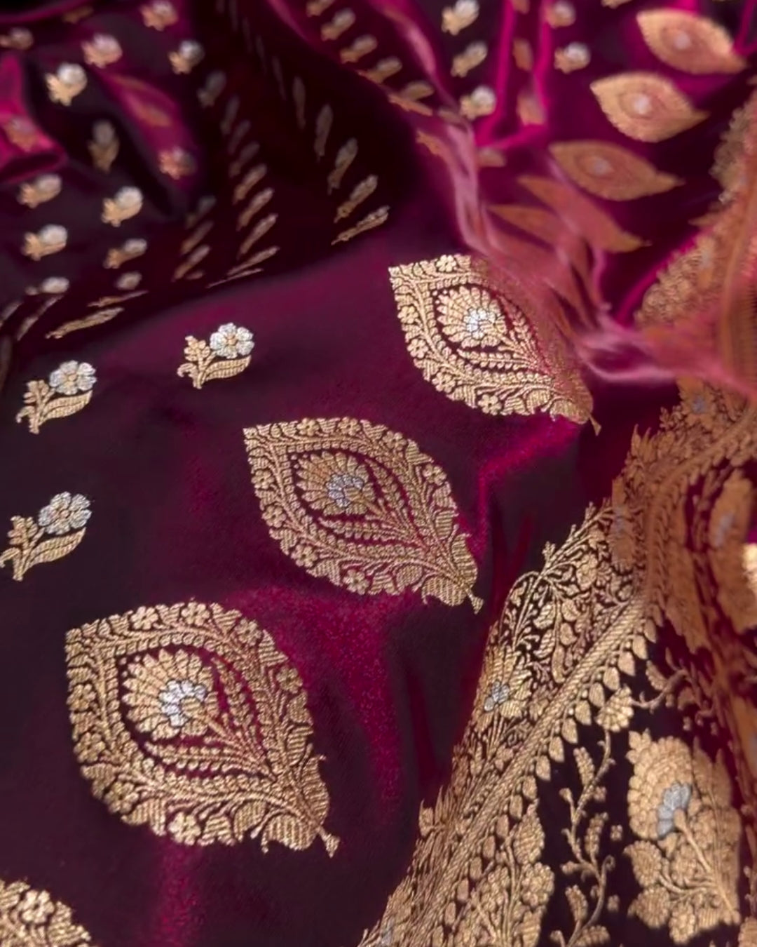 Diya - Royal Wine Banarasi Silk Woven Saree