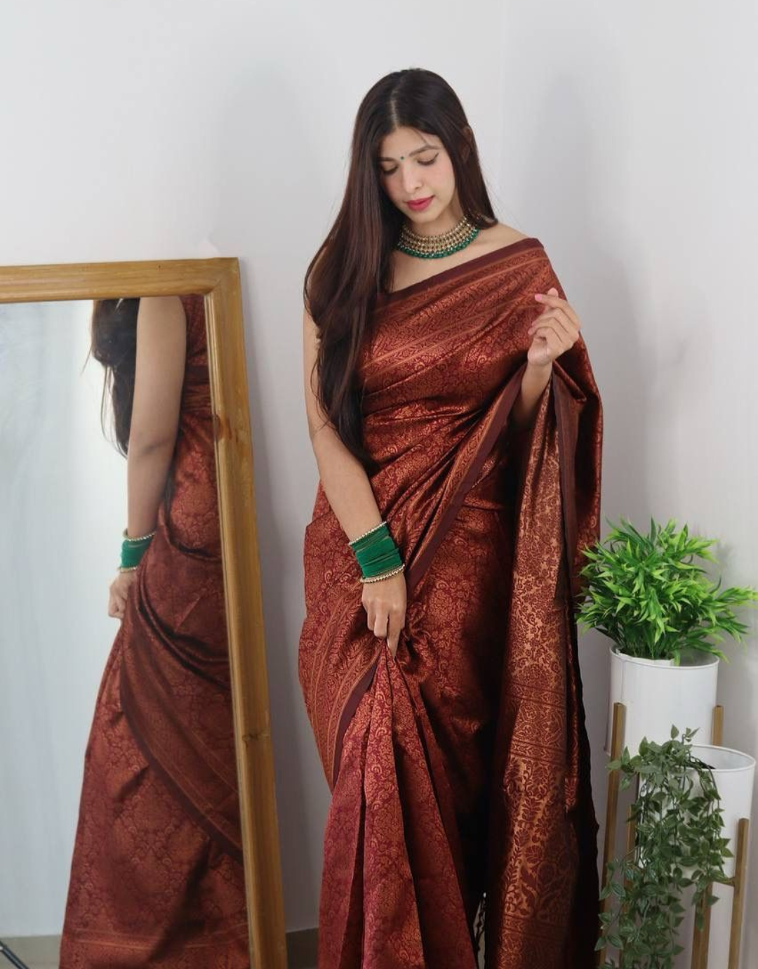 Radhika Maroon Banarasi Silk Saree