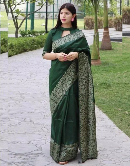 Nimrit Green Banarasi Silk Saree