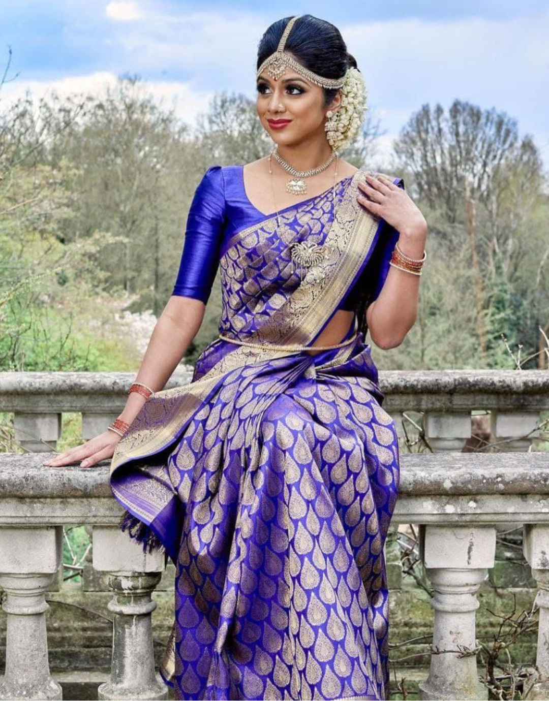 Usha Royal Blue Kanchipuram Saree