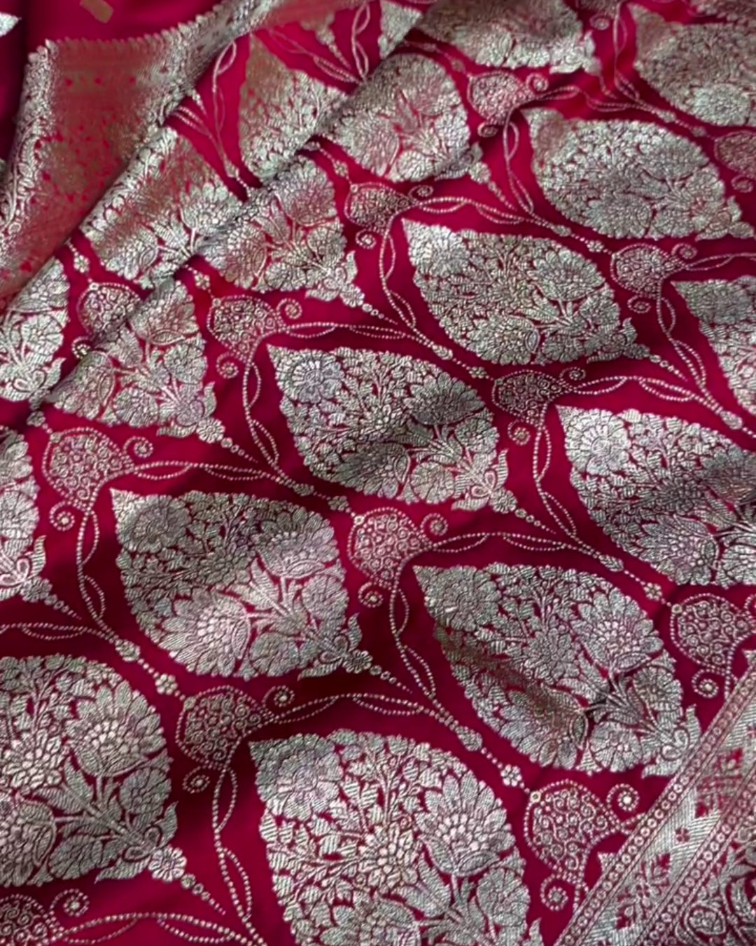 Anisha - Royal Pink Silver Zari Banarasi Saree
