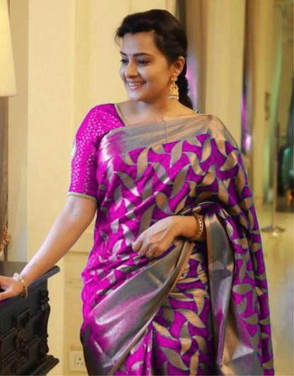 Seema Purple Banarasi Saree