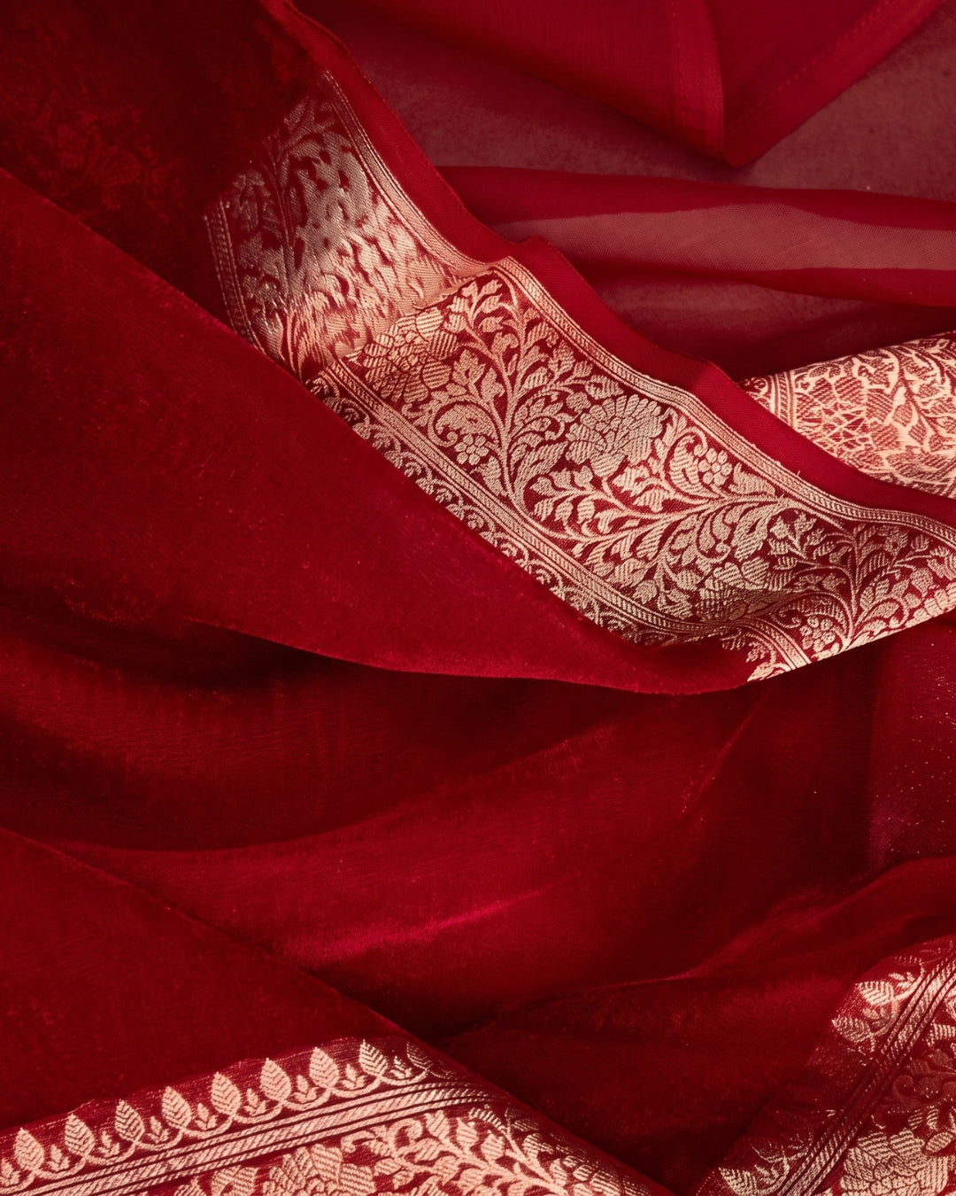 Harini - Ruby Red Banarasi Silk Designer Saree