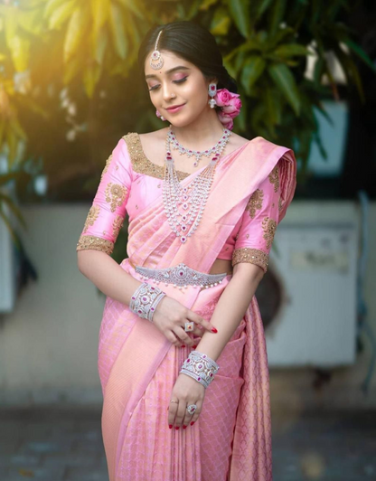 Mahi Pink Kanchipuram saree