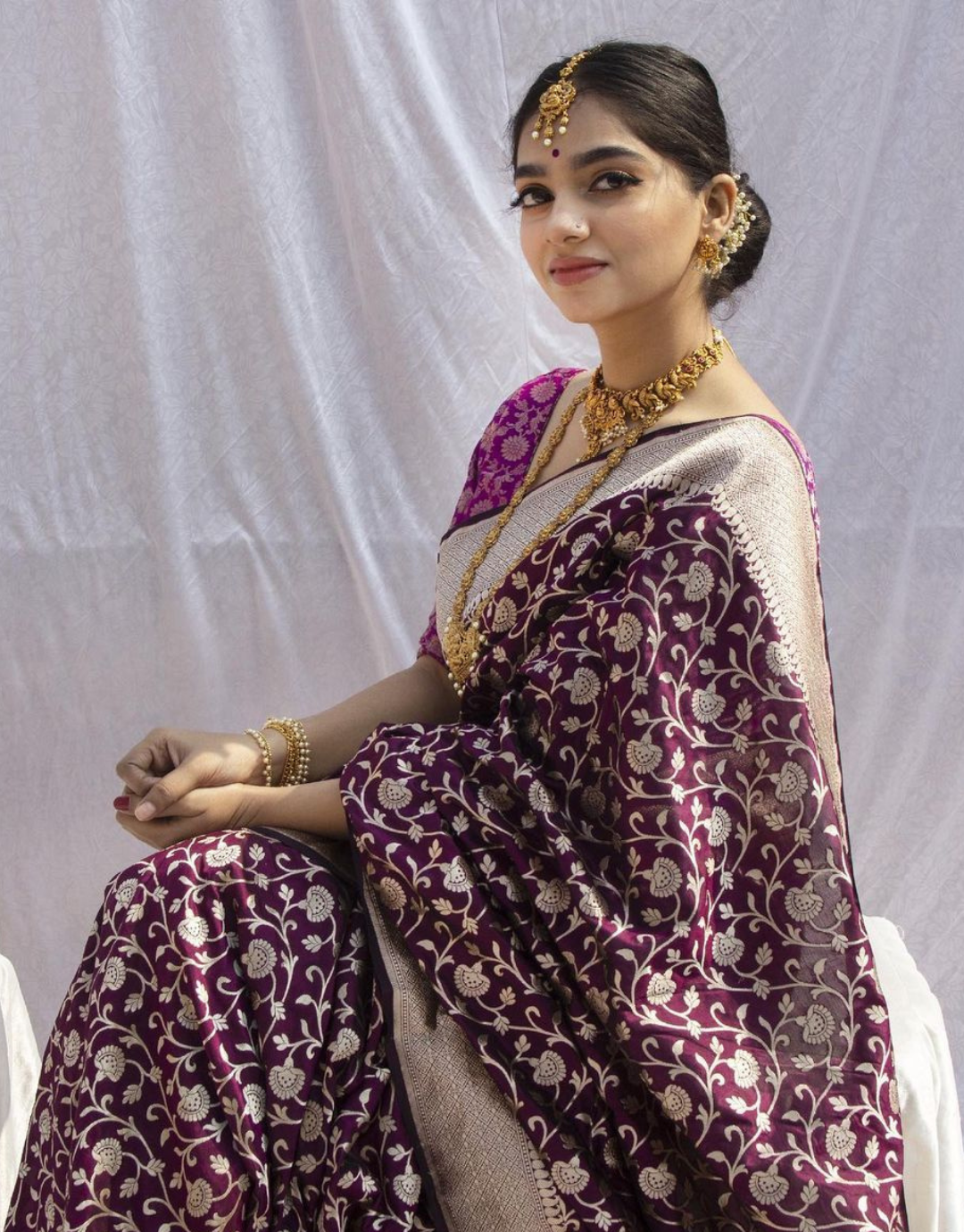 Shilpa Wine Kanchipuram Saree