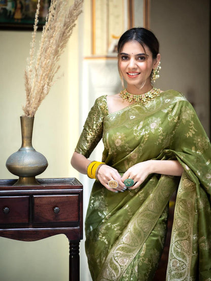 Hema Mahendi Banarasi Silk Saree