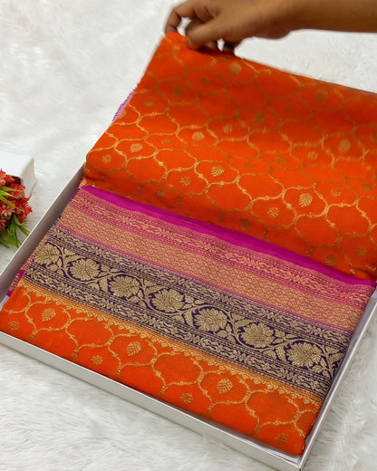 Vedika - Kesari Gold Banarasi Silk Saree