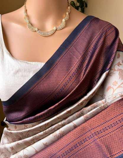 Kirti White Soft Silk Saree