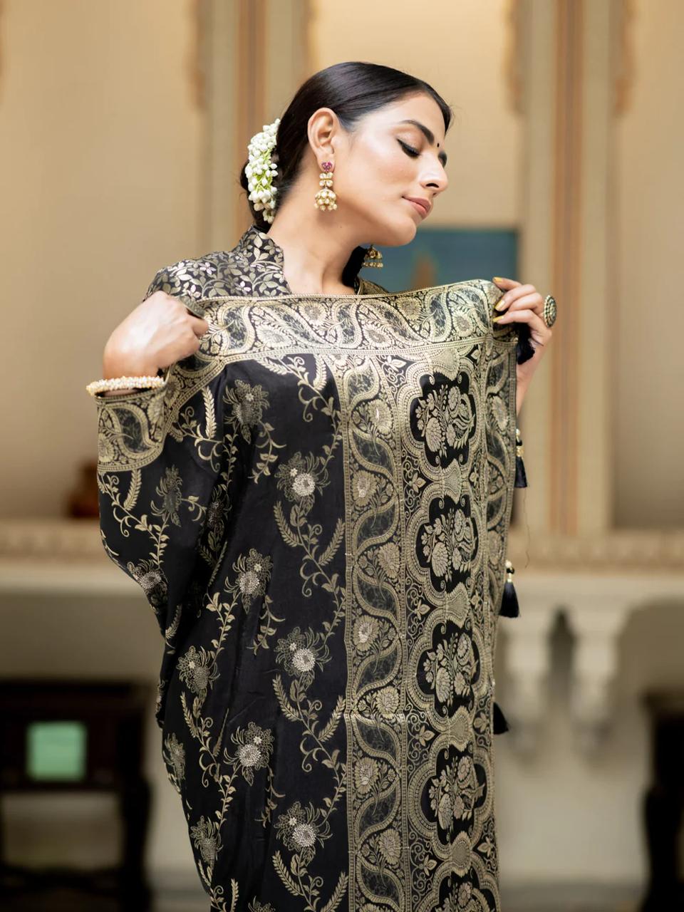 Hema Black Banarasi Silk Saree