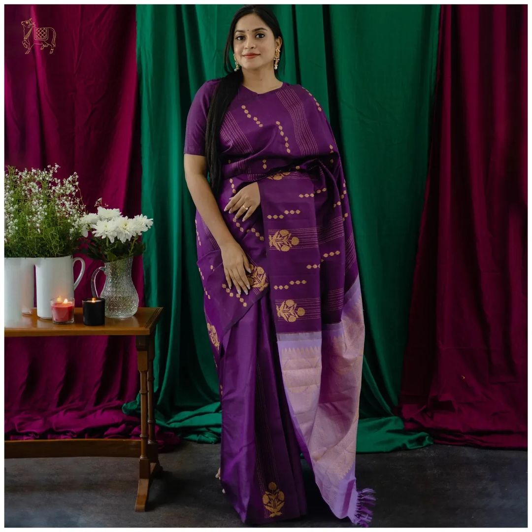 Paru Purple Banarasi Silk Saree