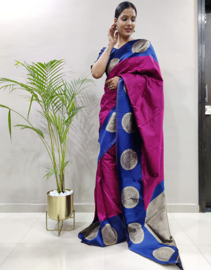 Sonal Blue Just One Minute Ready To Wear Soft Silk Saree