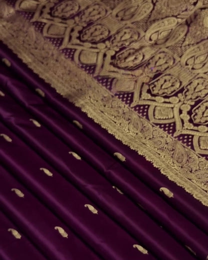Samya - Royal Purple Silk Saree With Golden Zari Work