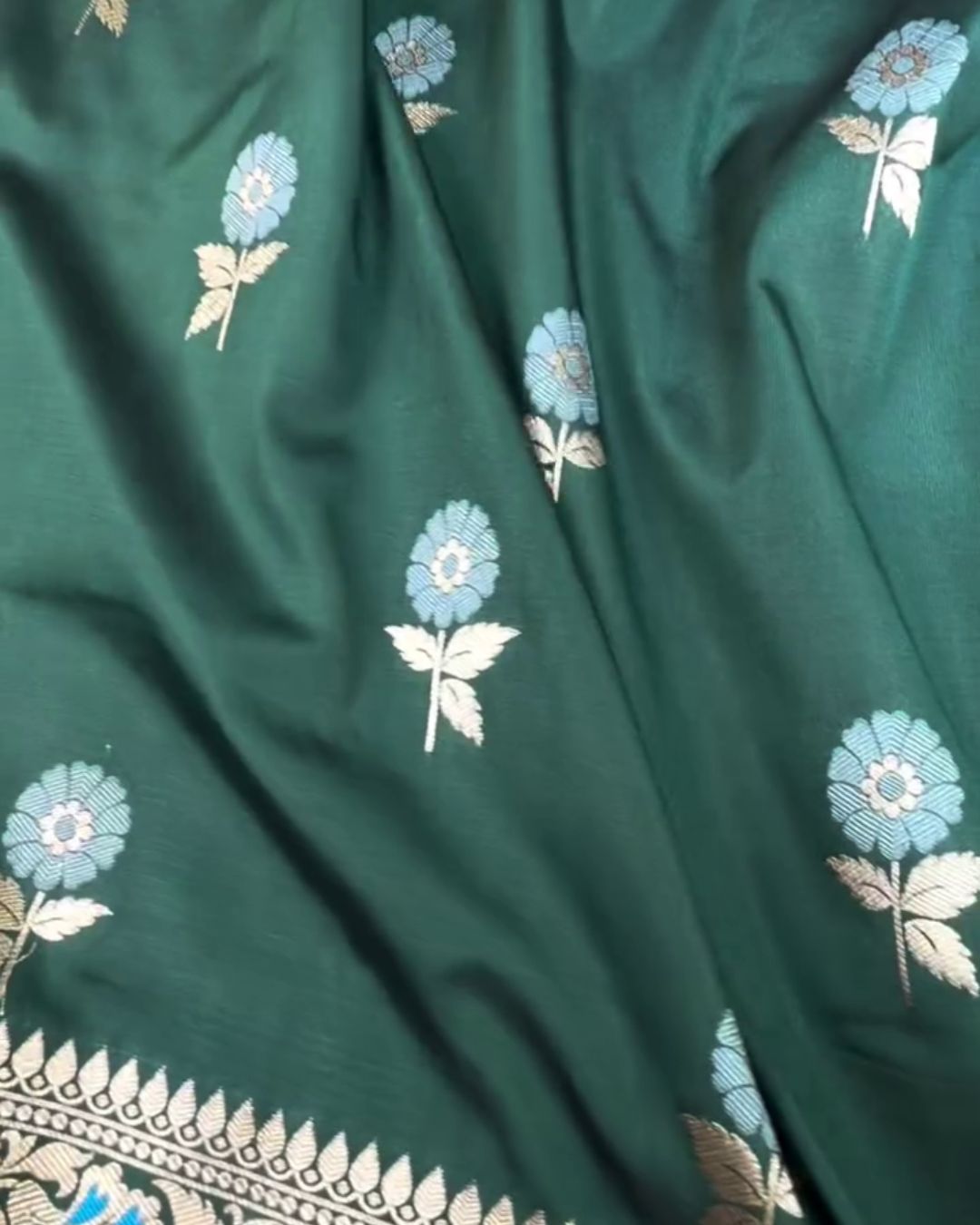 Ritambhara - Teal Green Banarasi Silk Saree with Silver Zari Jaal