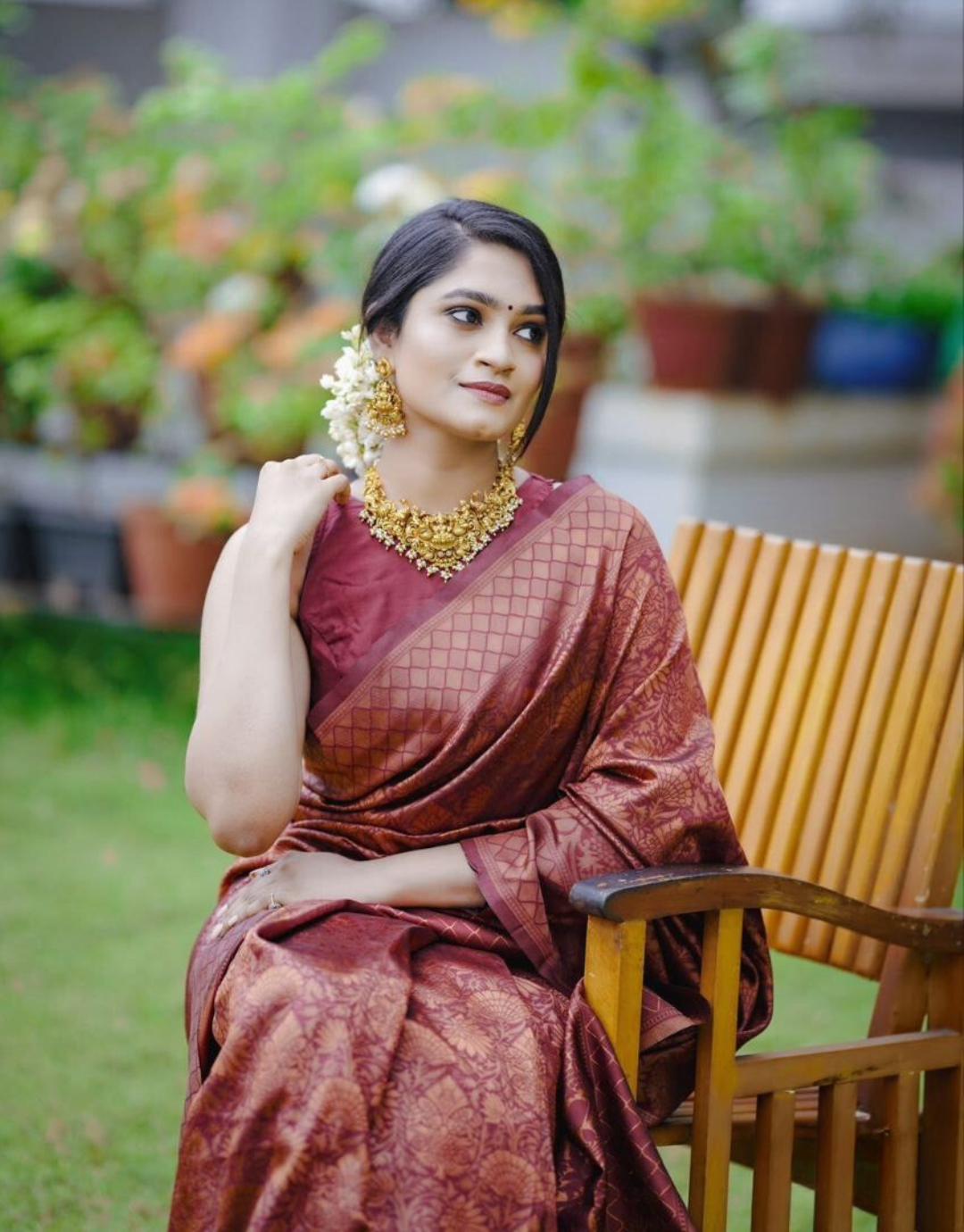 Jyoti Maroon Banarasi Silk Saree