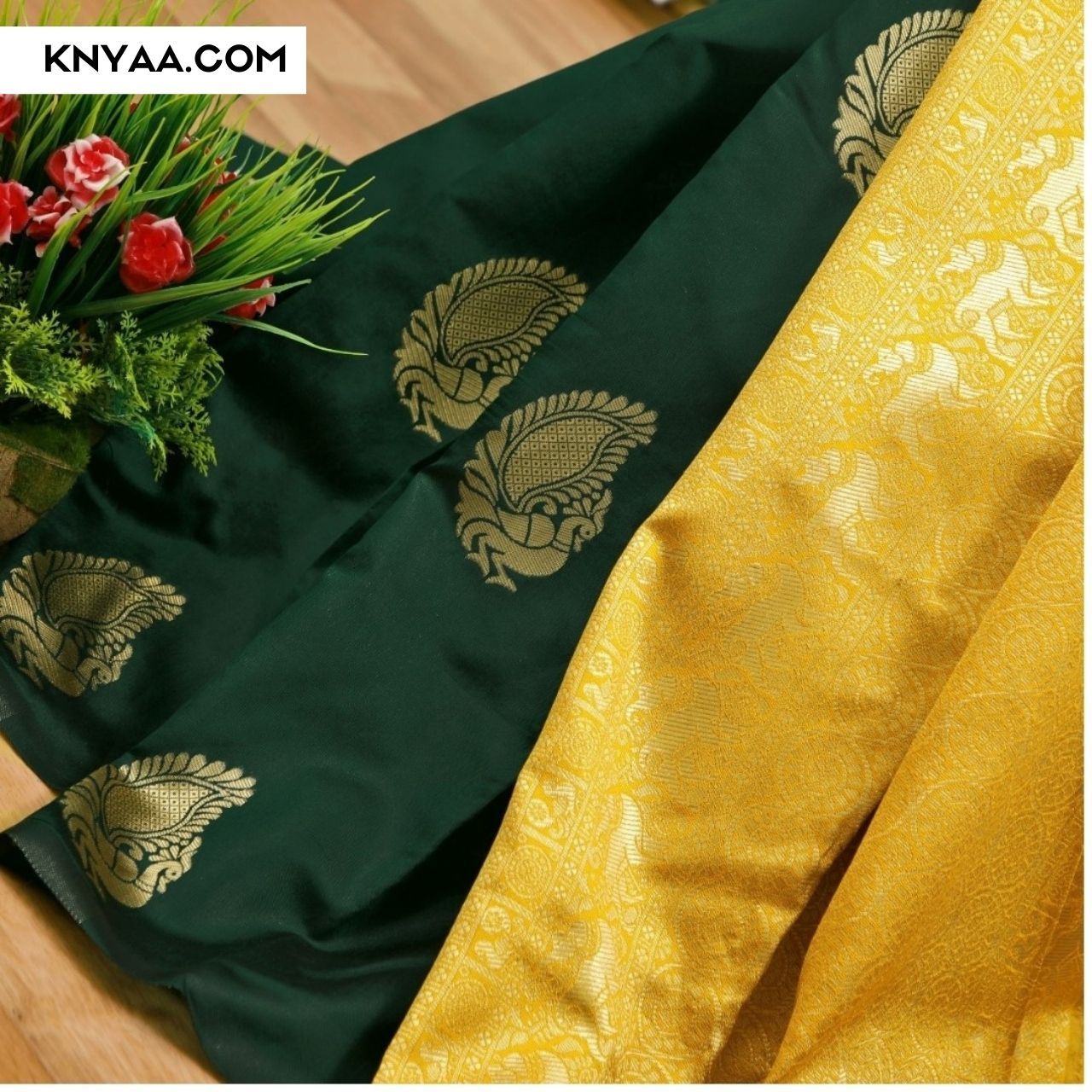 Miran Green Soft Silk Saree With Attached Blouse