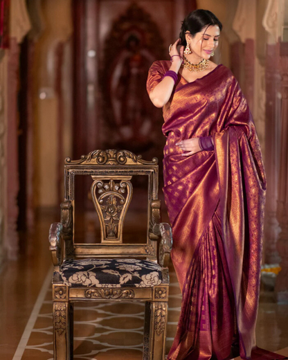 Royal Maroon - Banarasi Silk Saree