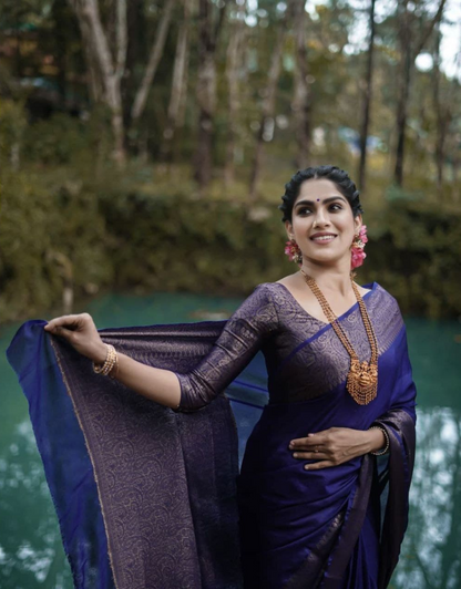 Shreya Navy Blue Soft Silk Saree