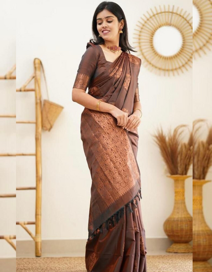 Nancy Brown Soft Silk Saree