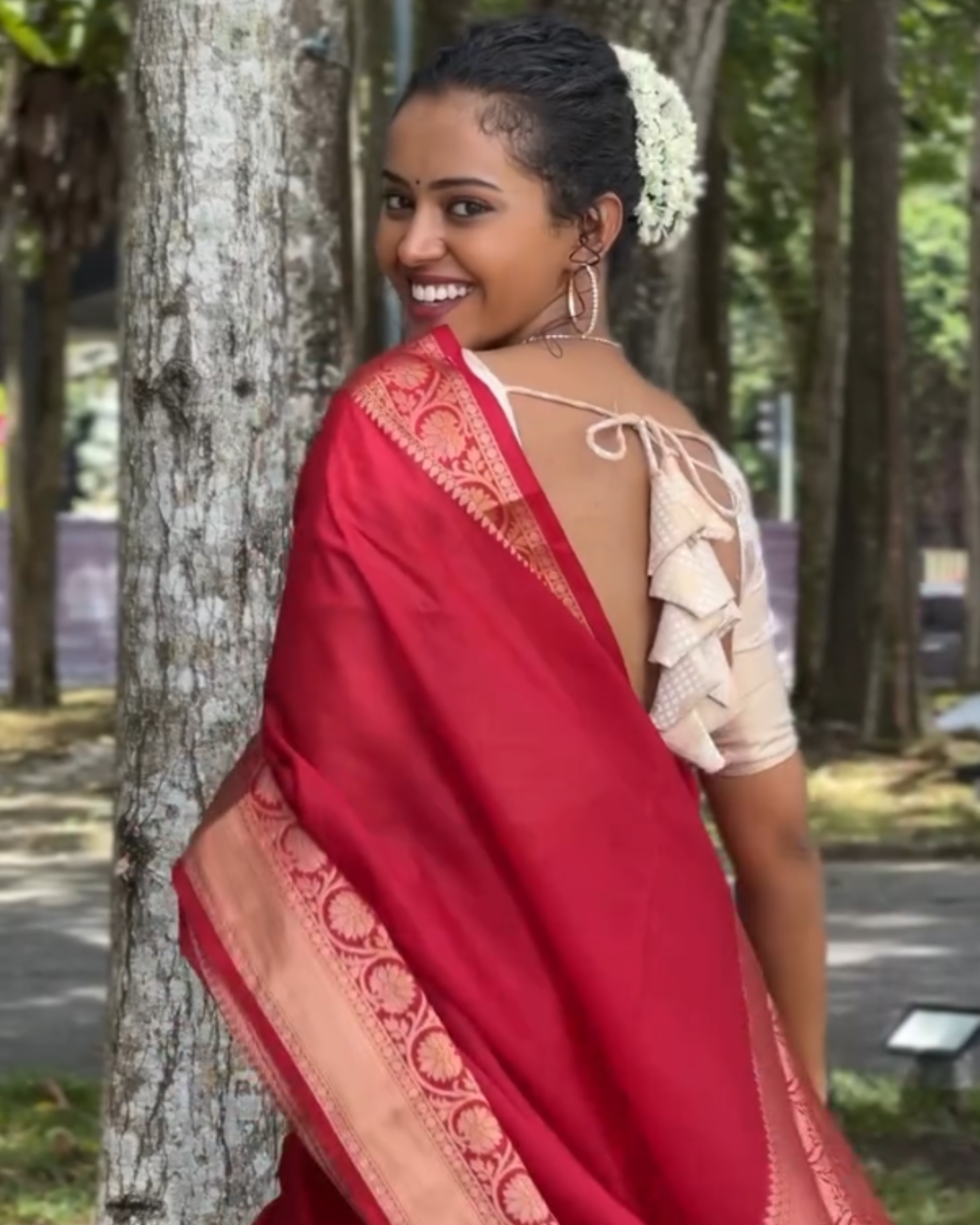 Red Radiance - Handwoven Banarasi Silk Saree