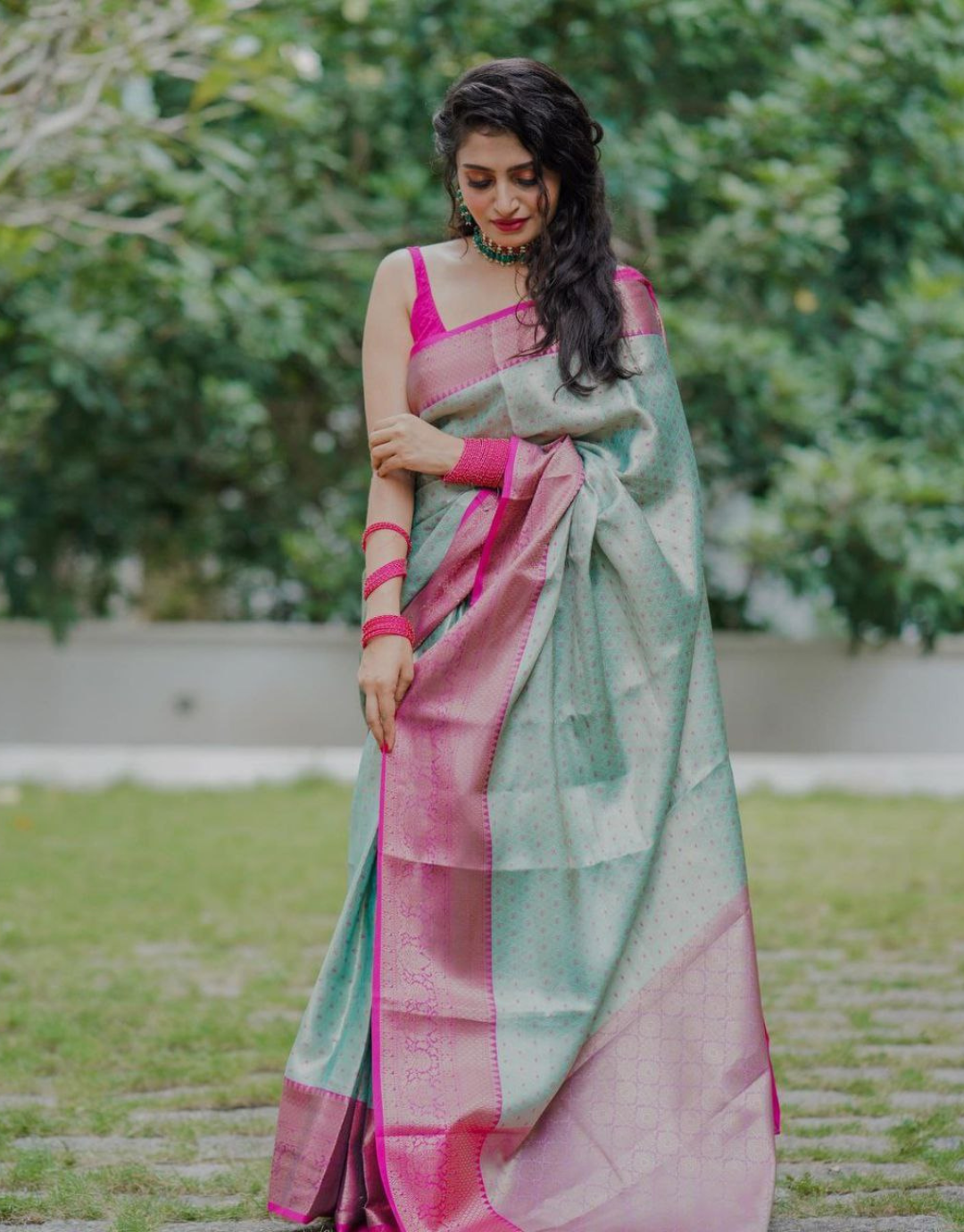 Pakhi Green-Cyan Banarasi Saree