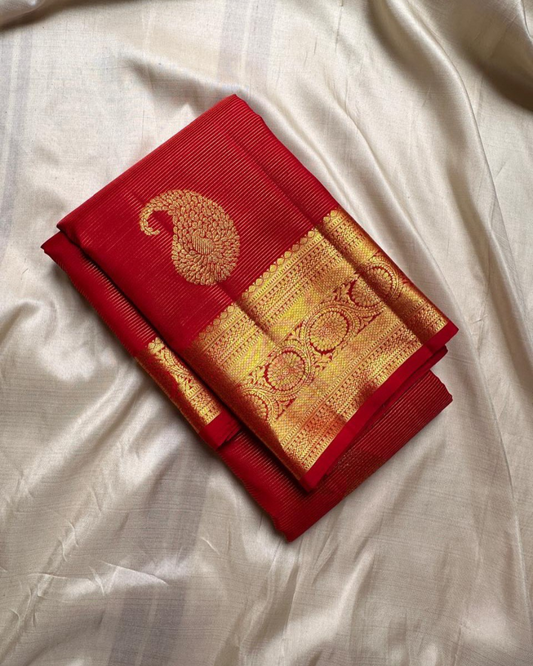 Devika - Vermilion Red Kanjivaram Saree