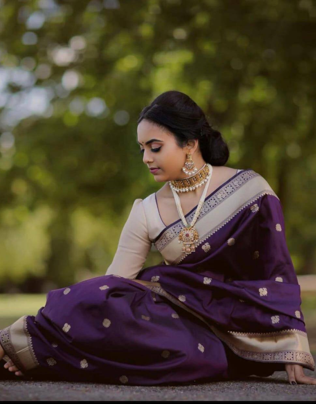 Vyomi Purple Soft Silk Saree