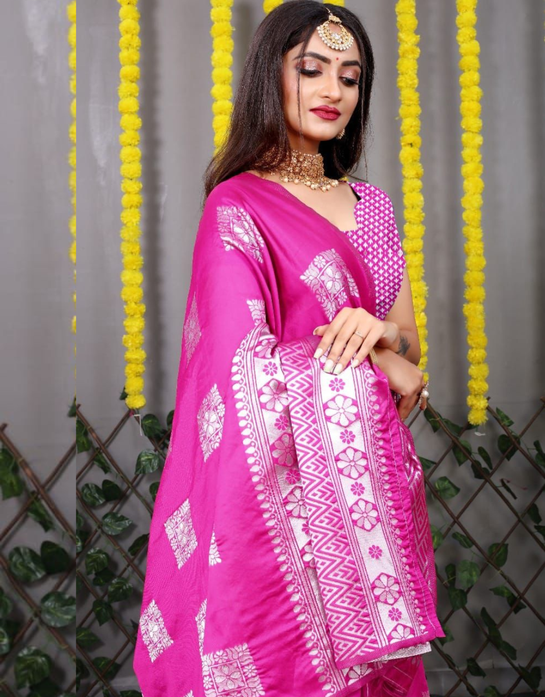 Usha Pink Soft Silk Saree