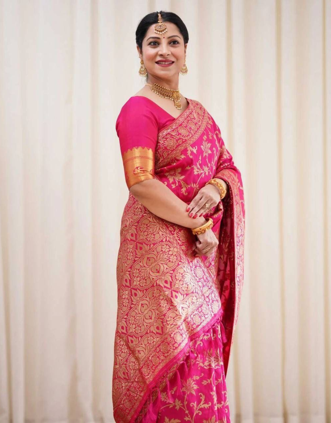 Sakshi Pink Kanchipuram Saree