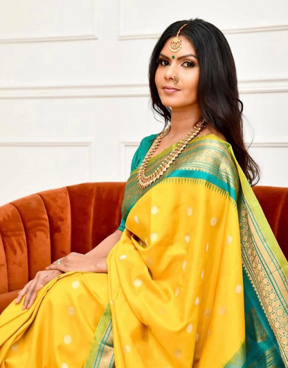 Nimreet Yellow Banarasi Saree