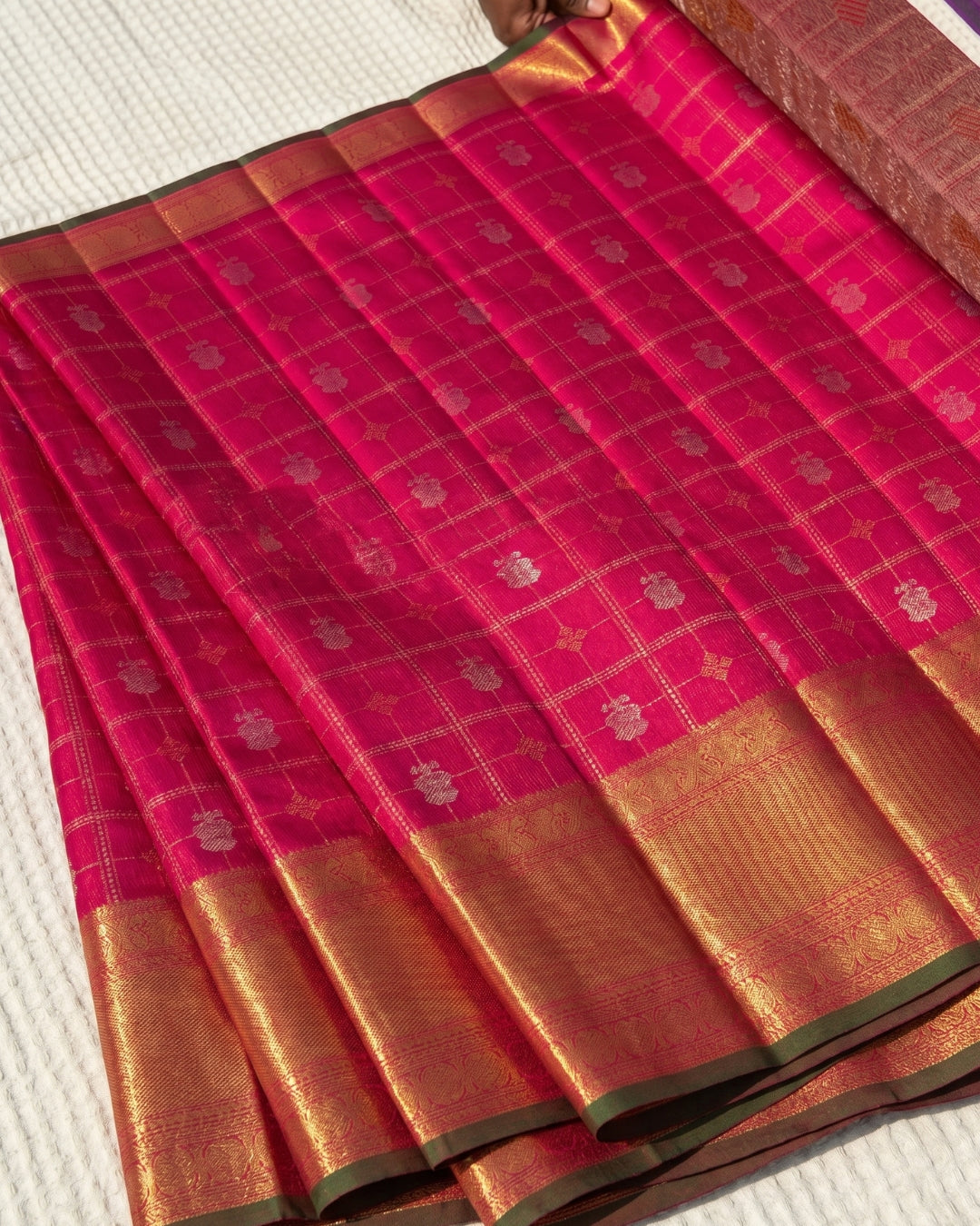 Ojalika - Regal Pink Wedding Silk Saree