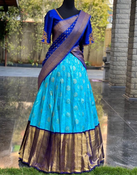 Maitri SkyBlue Kanchipuram Half Saree