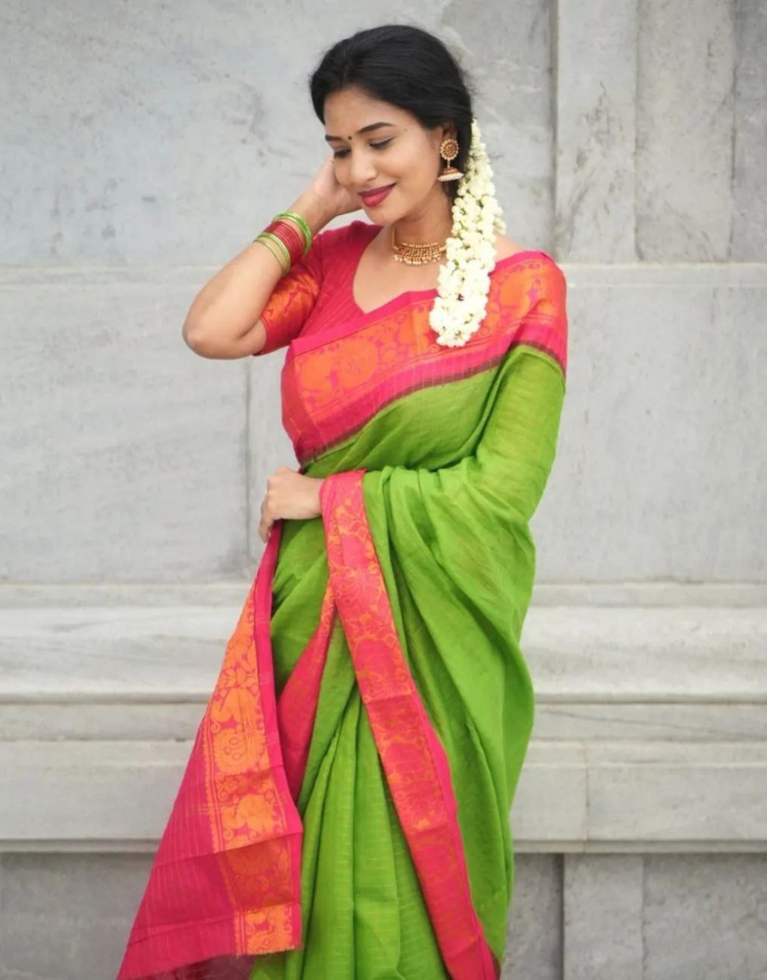 Richa Trendy Green Kanchipuram Silk Saree