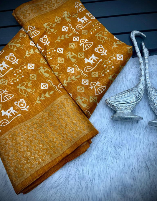 Reena Ginger Linen Silk Saree