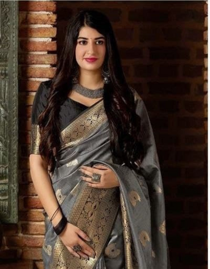 Urvika Grey Banarasi Saree