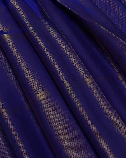 Rameshwari - Royal Blue Banarasi Silk Saree with Zari Paisley Border