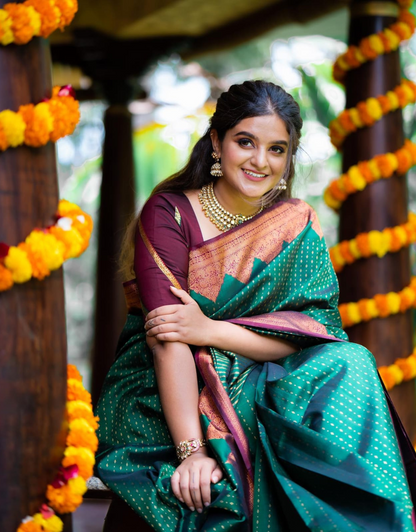 Namrata Dark Green Banarasi saree