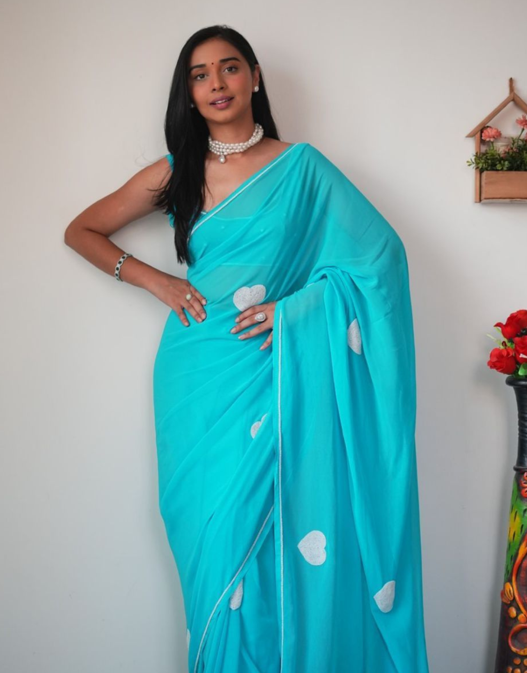 Damini Sky Blue Ready To Wear Saree