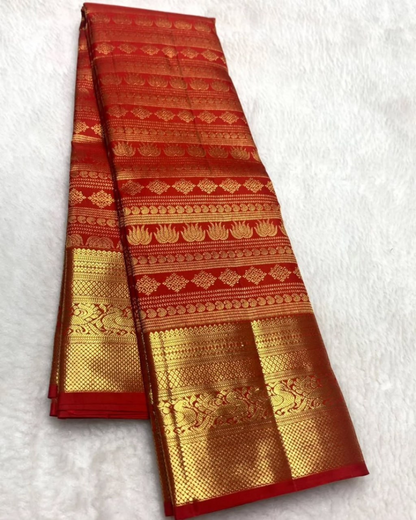 Sampriti - Crimson Red Kanjivaram Saree