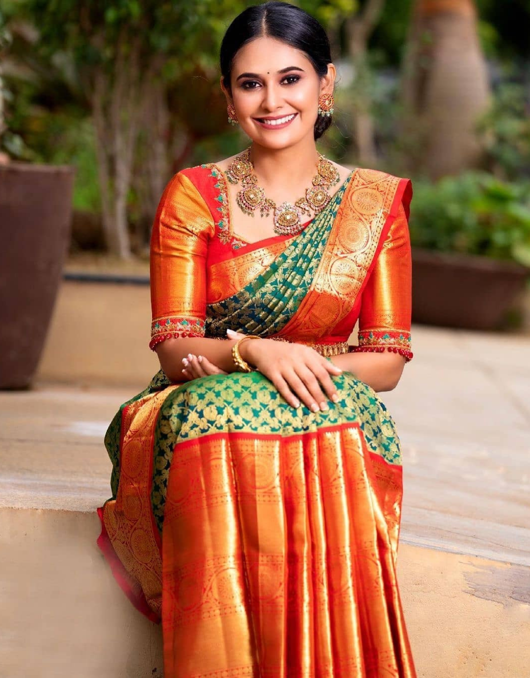 Neha Green Kanchipuram saree