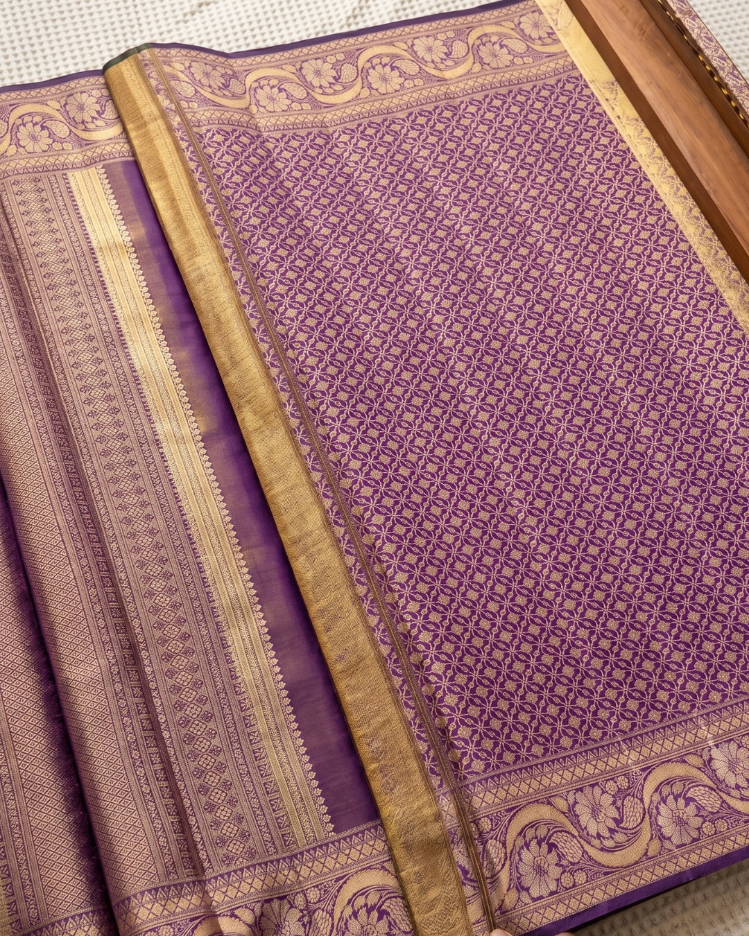 Yuvanshi - Antique Gold Purple Kanjivaram
