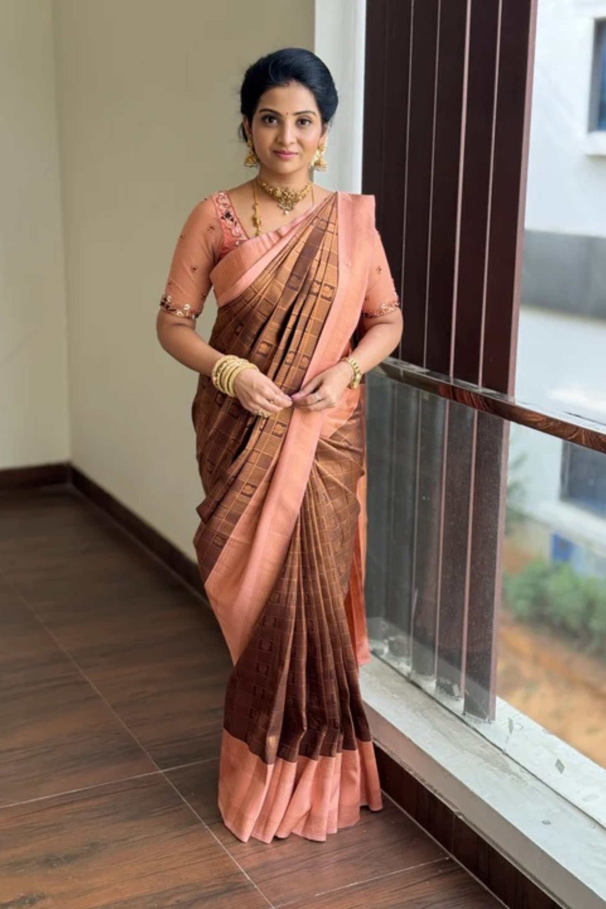 Radiant Ombre Brown Silk Saree