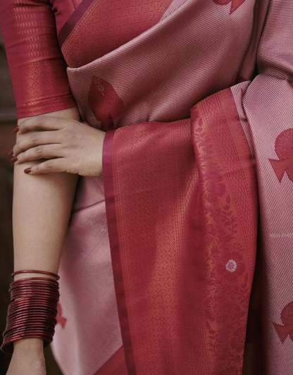 Neemi Grey Pink Soft Silk Saree