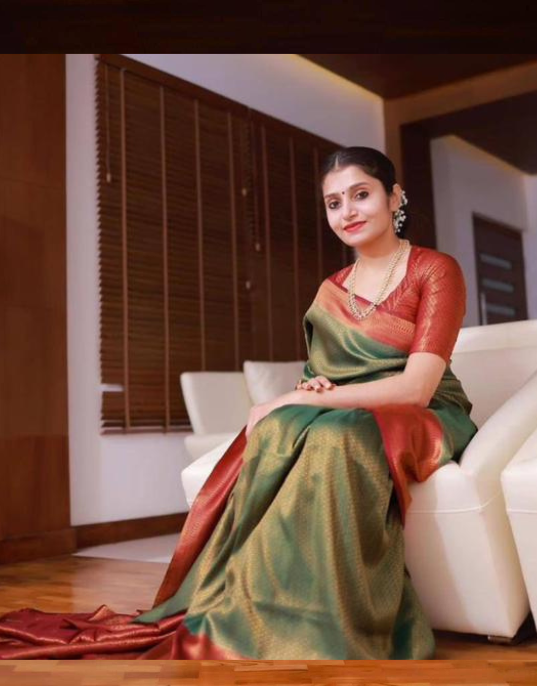 Meera Green-Red Kanchipuram Silk Saree