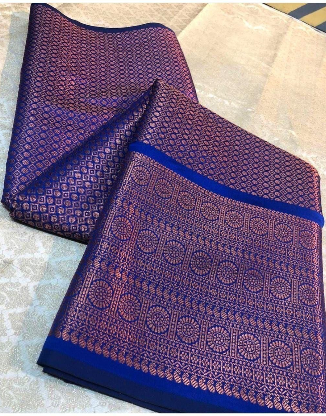 Ankita Navy Blue Litchi Silk Saree