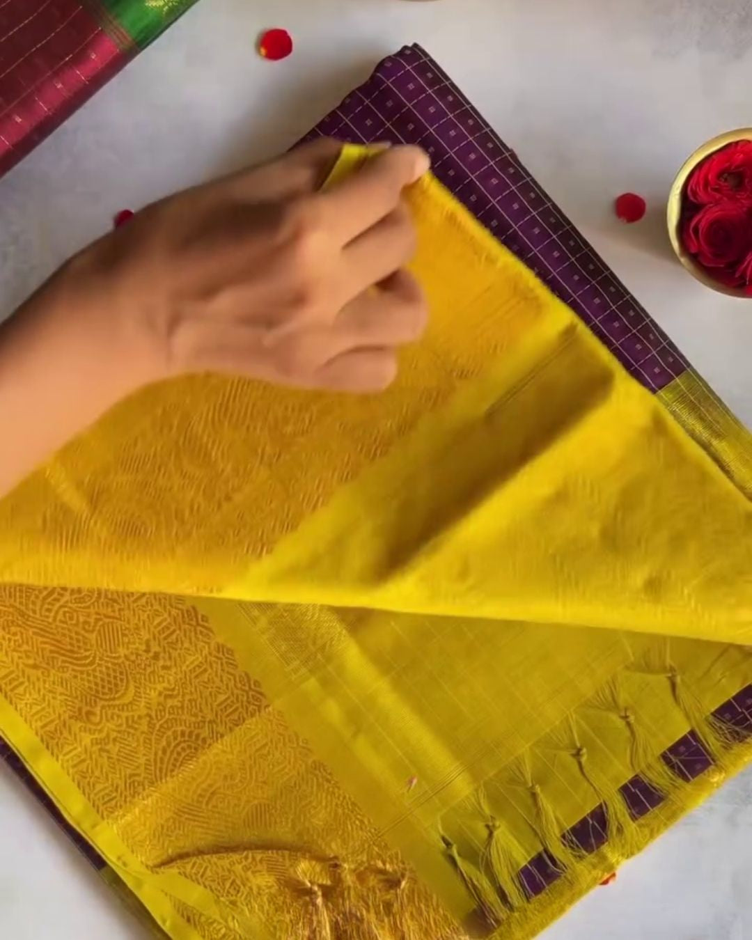 Ritu - Purple Soft Silk Saree with Zari Check Border