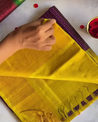 Ritu - Purple Soft Silk Saree with Zari Check Border
