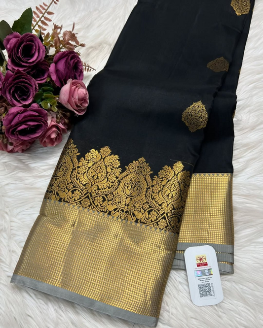 Ritika - Black Silk Saree with Grand Gold Zari Work