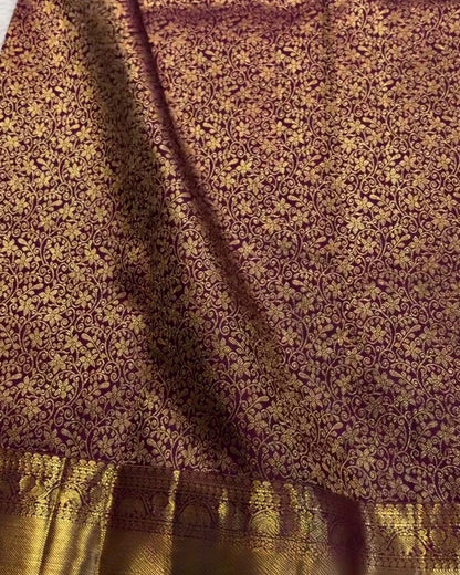 Shakshi - Maroon Banarasi Silk Saree with Heavy Zari Border