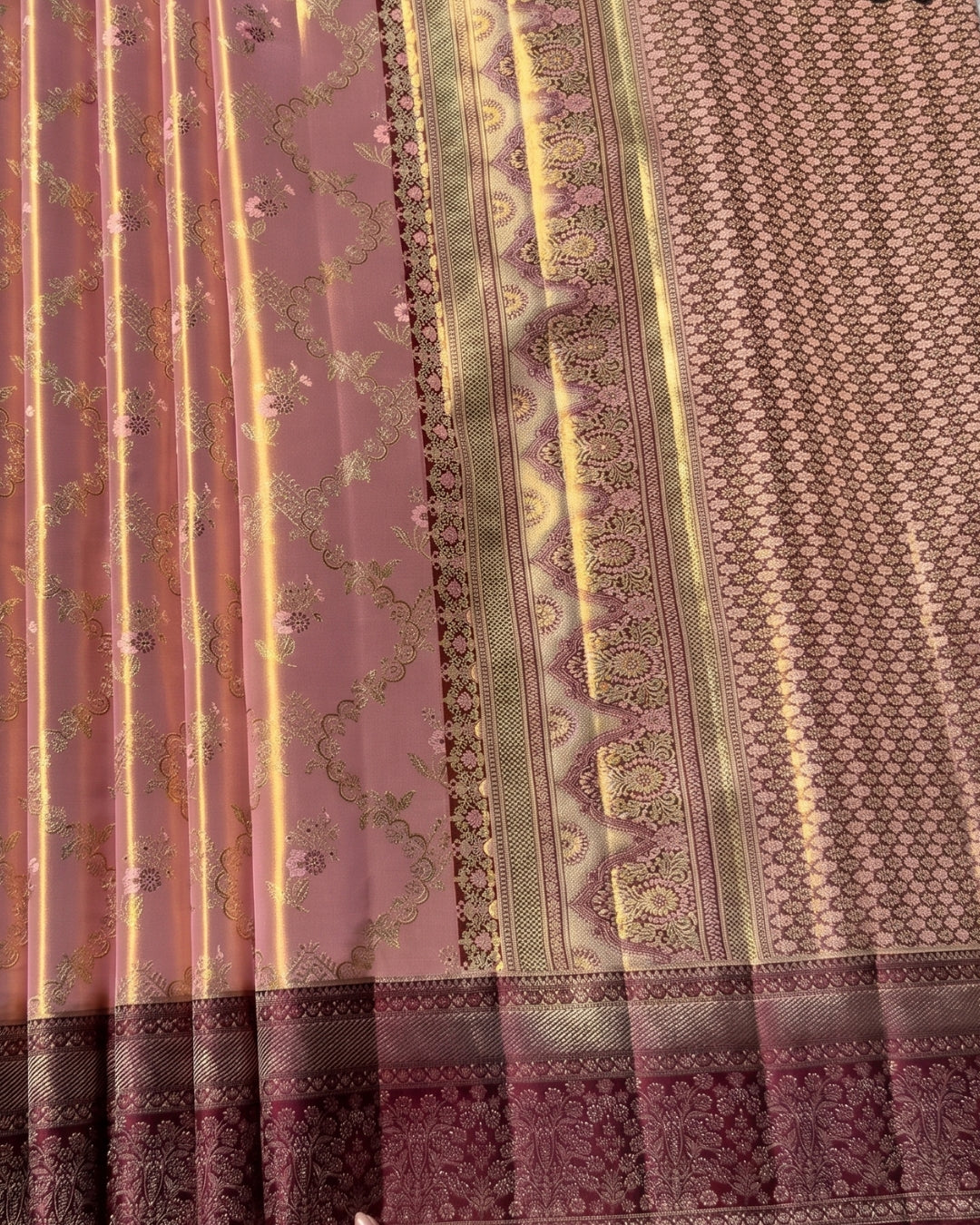 Tarunika - Pink Heritage Zari Drape Saree