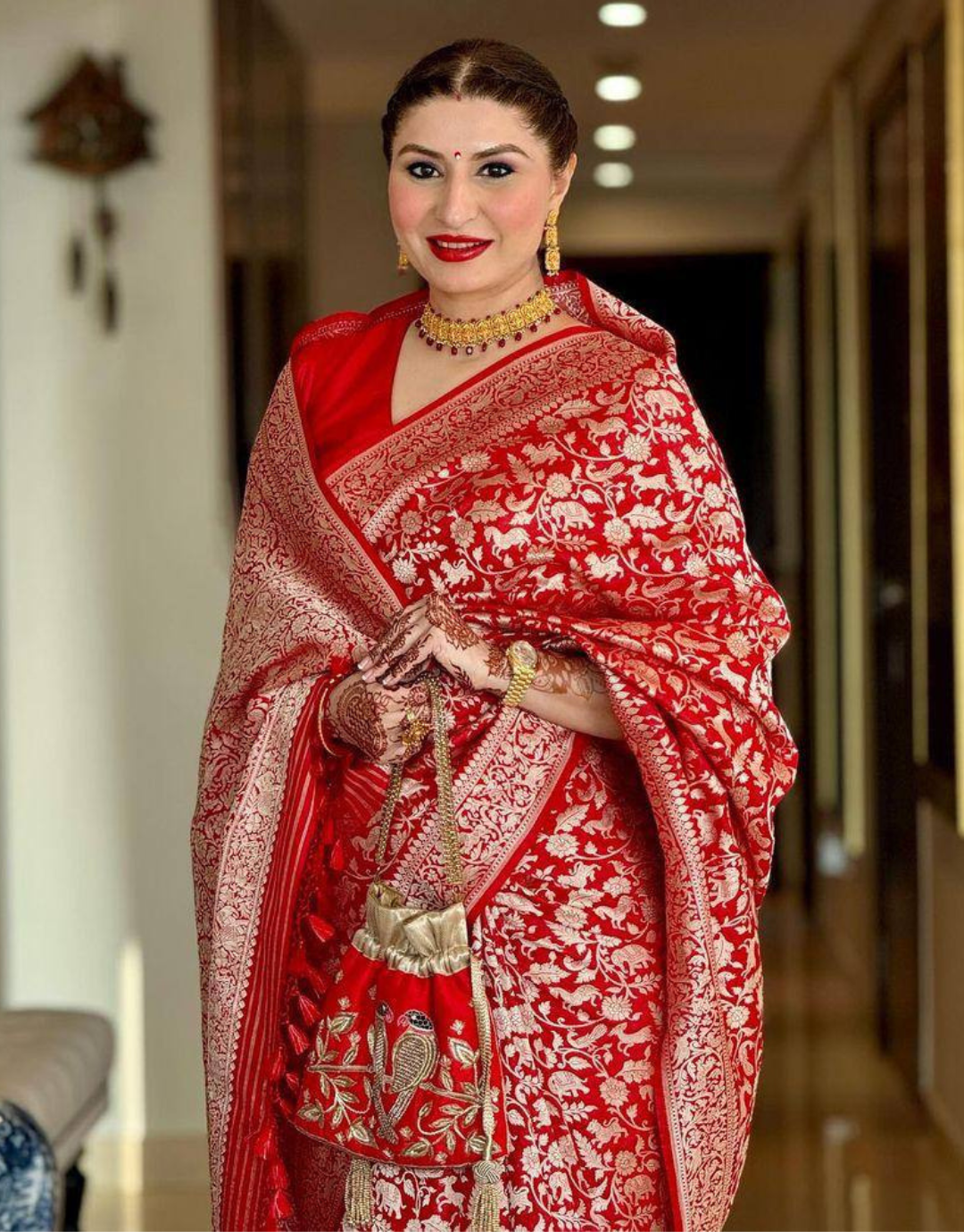 Geet Red Soft Silk Saree